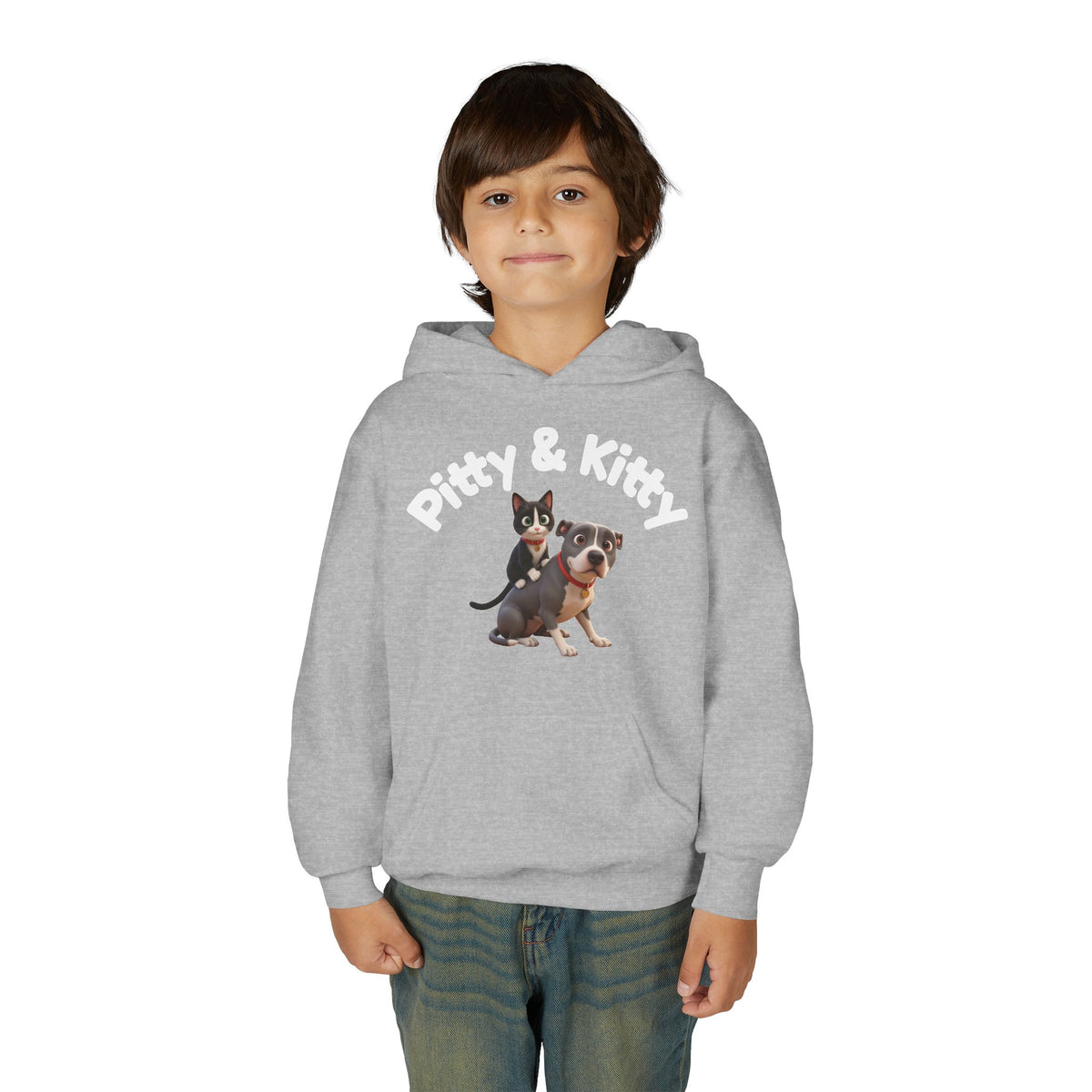 Pitty & Kitty Youth Hoodie — Cute Friendship Graphic Sweatshirt for Kids