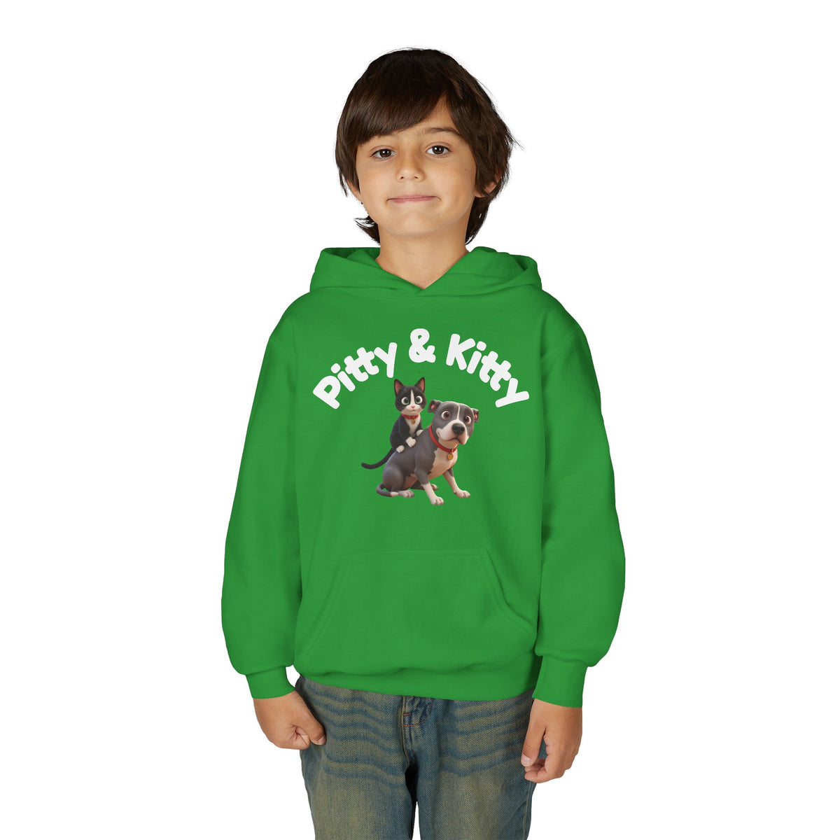 Pitty & Kitty Youth Hoodie — Cute Friendship Graphic Sweatshirt for Kids