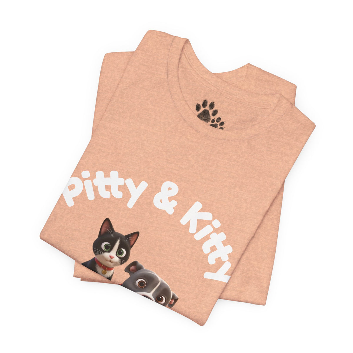 Pitty & Kitty T-Shirt – Friends Paw Print Graphic Tee