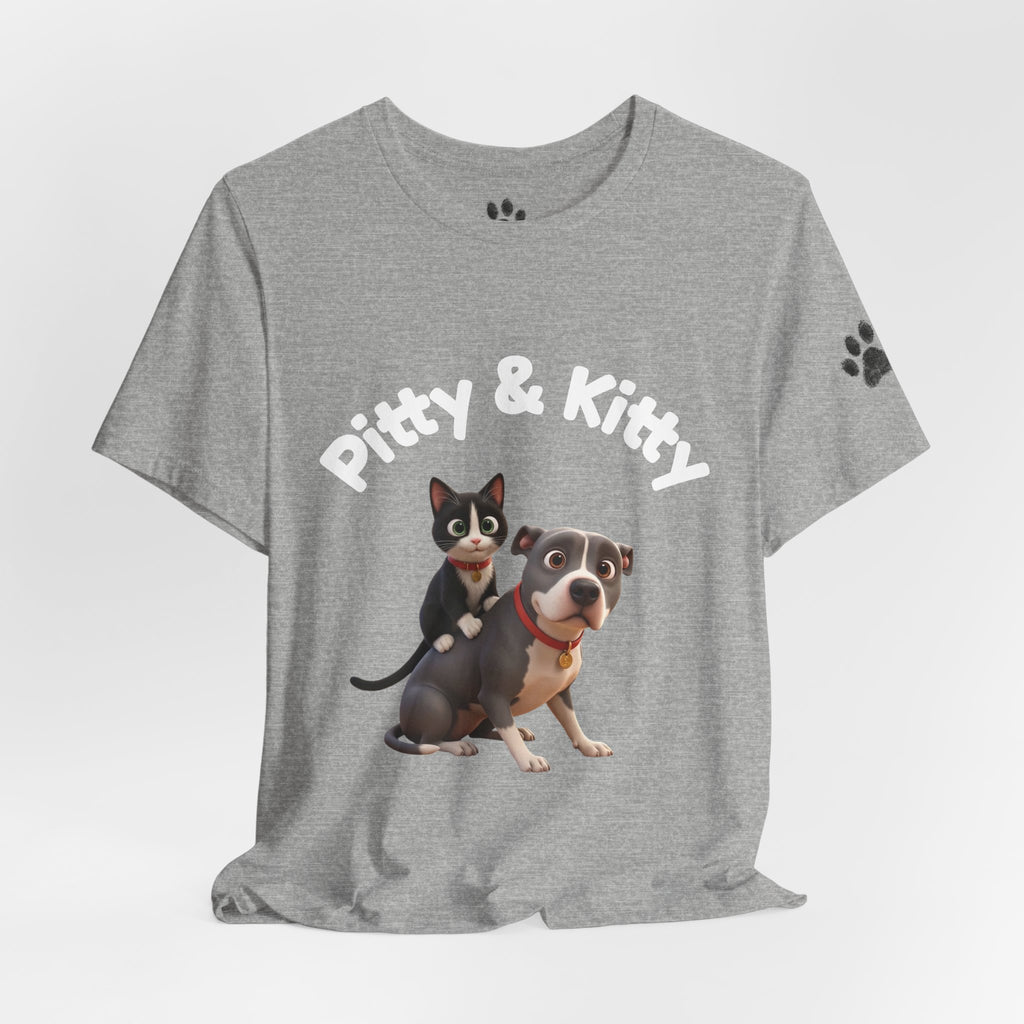 Pitty & Kitty T-Shirt – Friends Paw Print Graphic Tee