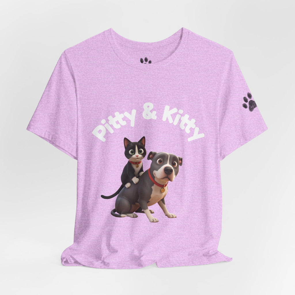 Pitty & Kitty T-Shirt – Friends Paw Print Graphic Tee