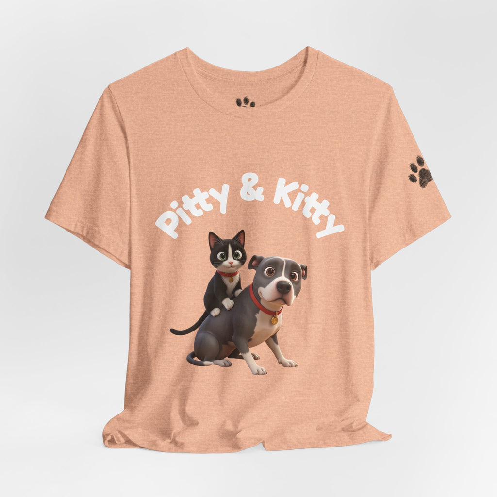 Pitty & Kitty T-Shirt – Friends Paw Print Graphic Tee