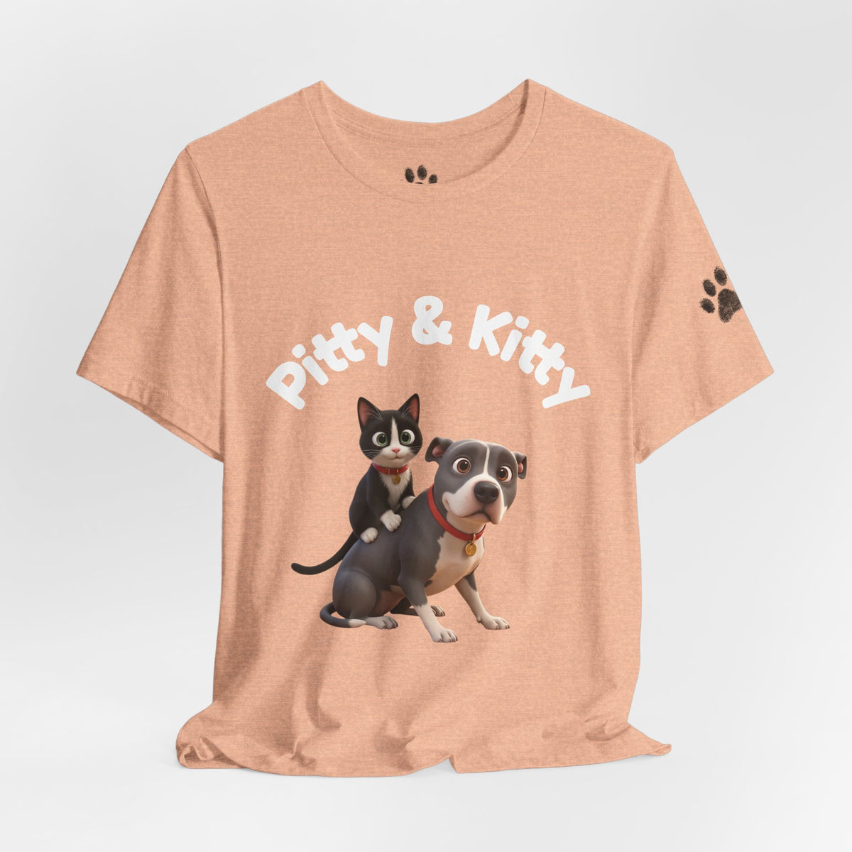 Pitty & Kitty T-Shirt – Friends Paw Print Graphic Tee