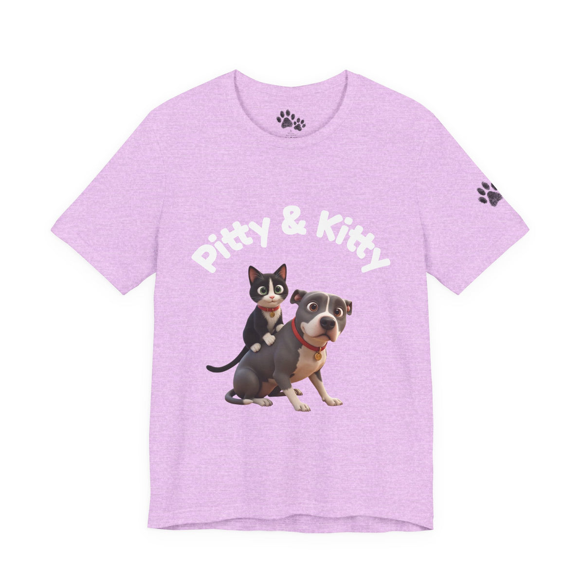 Pitty & Kitty T-Shirt – Friends Paw Print Graphic Tee