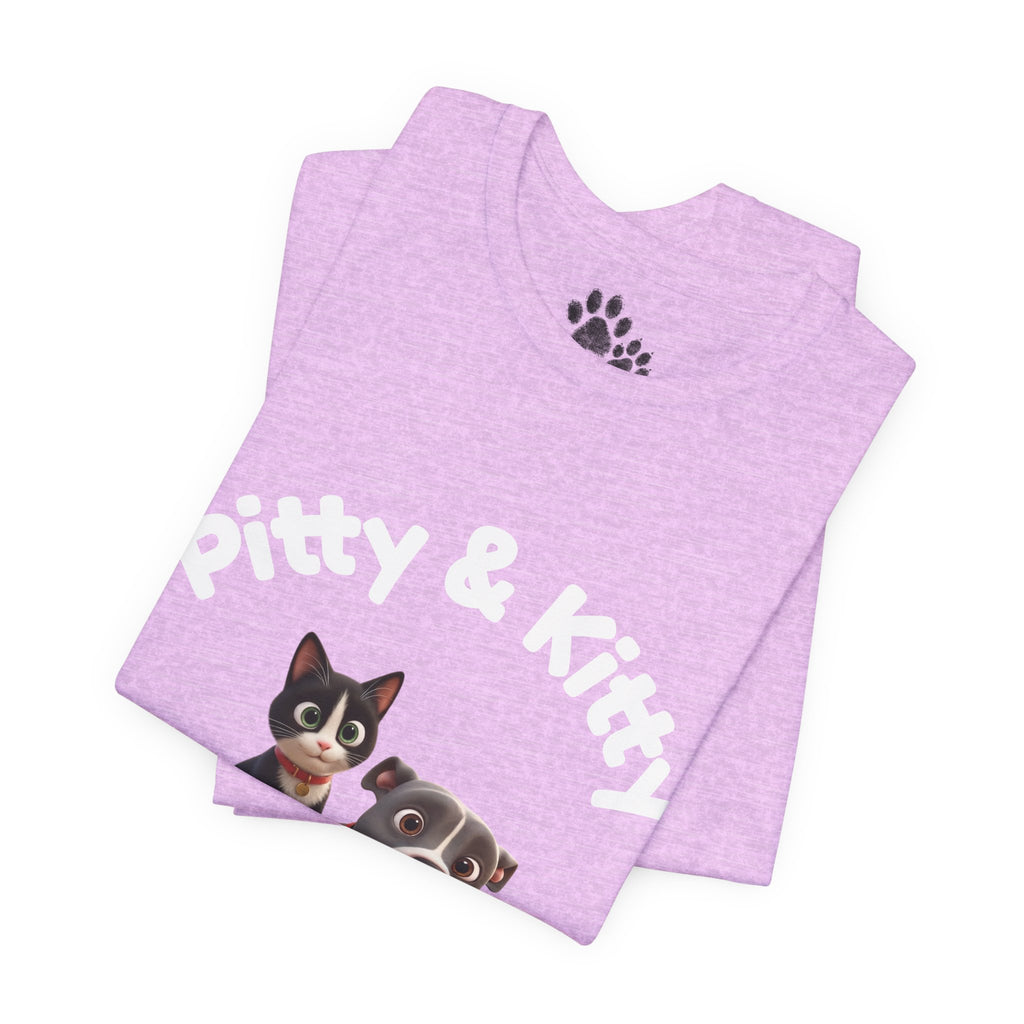 Pitty & Kitty T-Shirt – Friends Paw Print Graphic Tee