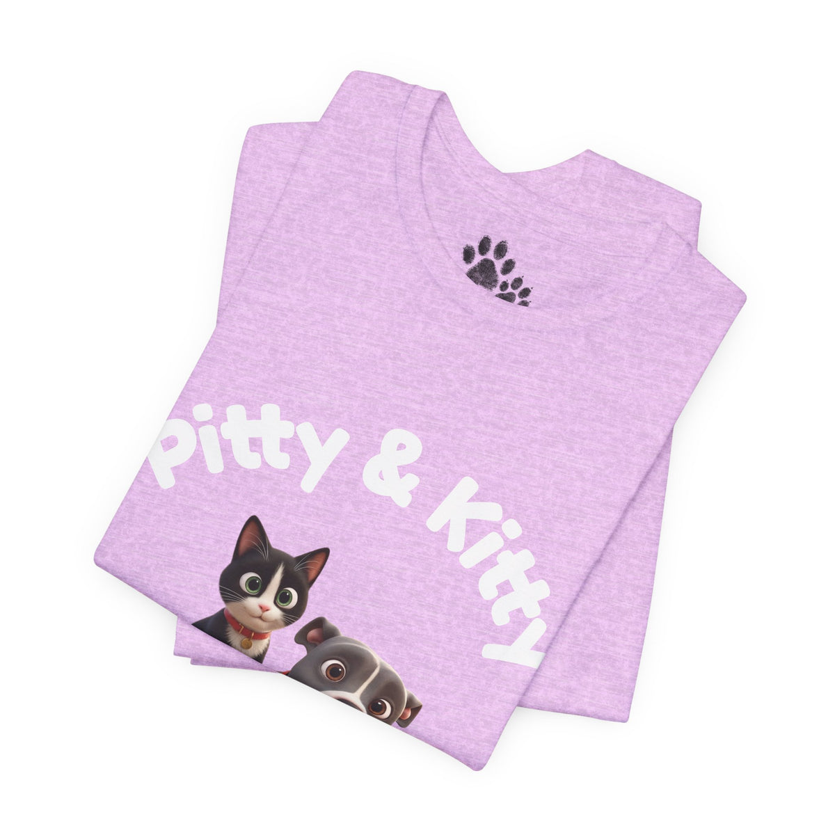 Pitty & Kitty T-Shirt – Friends Paw Print Graphic Tee