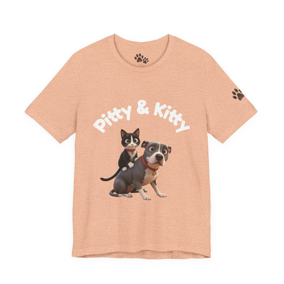 Pitty & Kitty T-Shirt – Friends Paw Print Graphic Tee