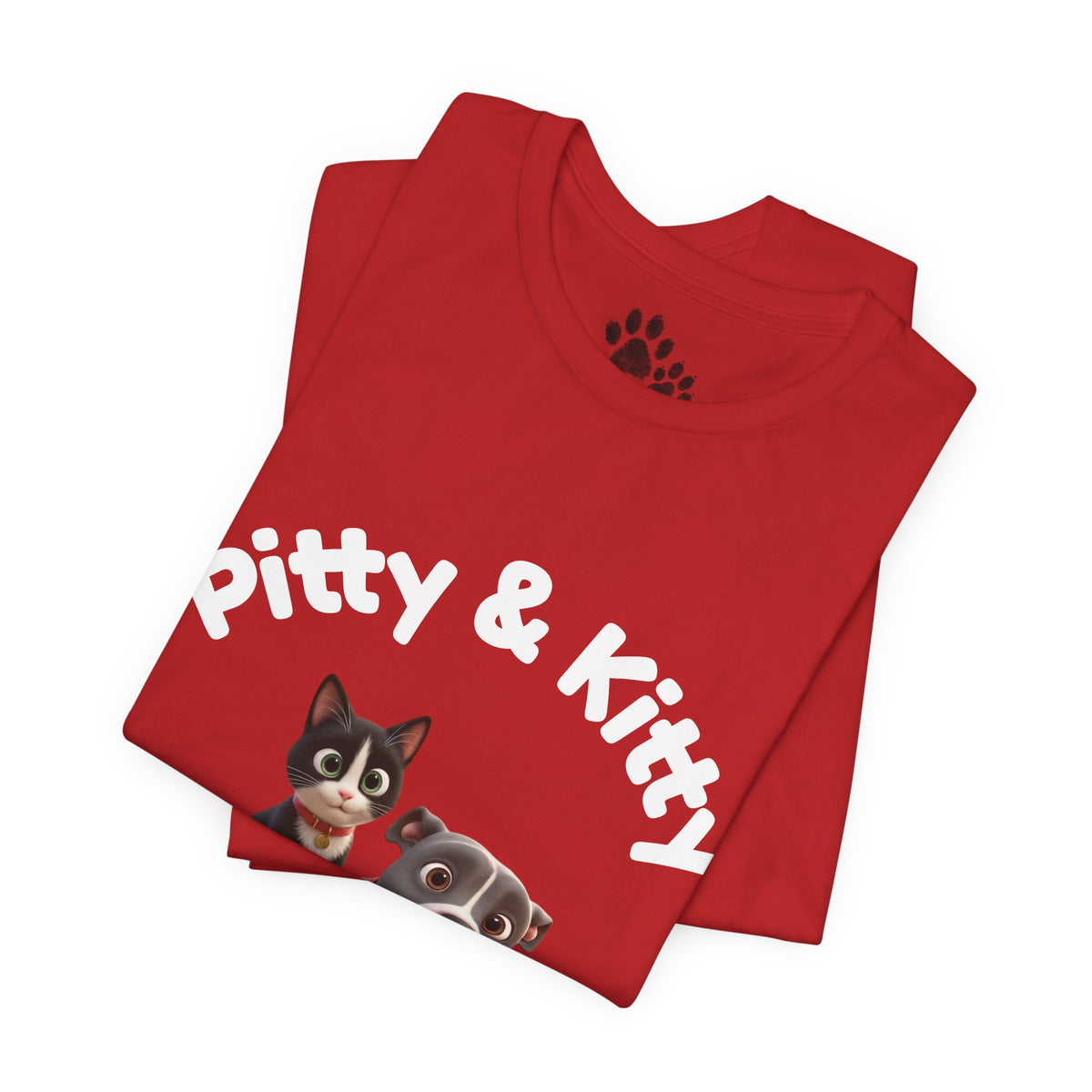 Pitty & Kitty T-Shirt – Friends Paw Print Graphic Tee