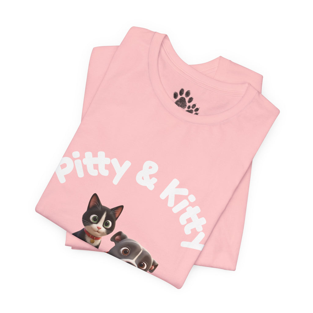 Pitty & Kitty T-Shirt – Friends Paw Print Graphic Tee