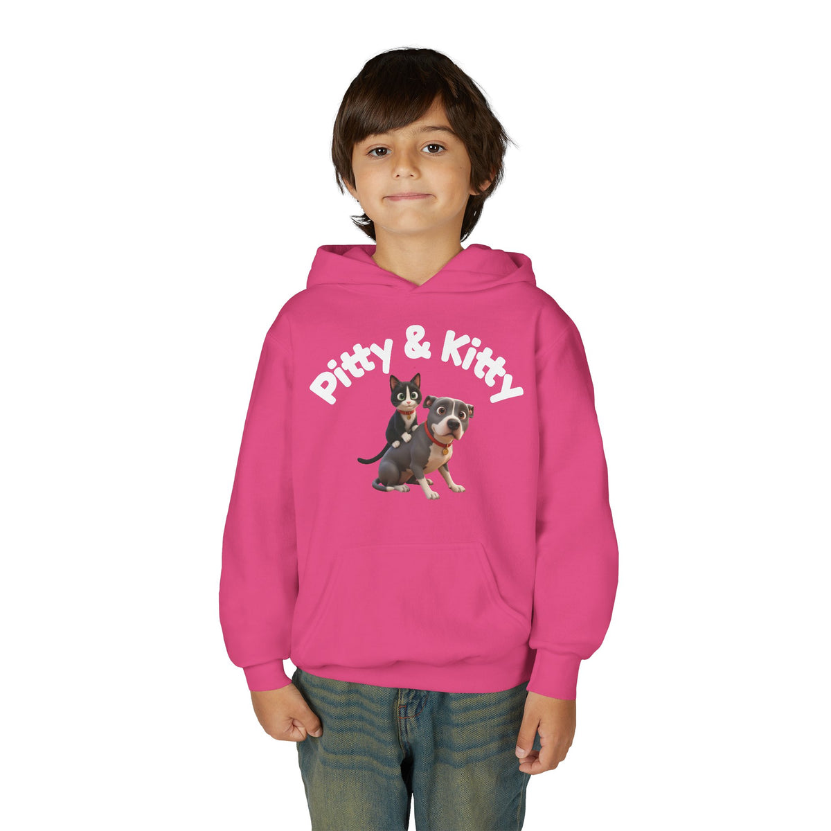 Pitty & Kitty Youth Hoodie — Cute Friendship Graphic Sweatshirt for Kids