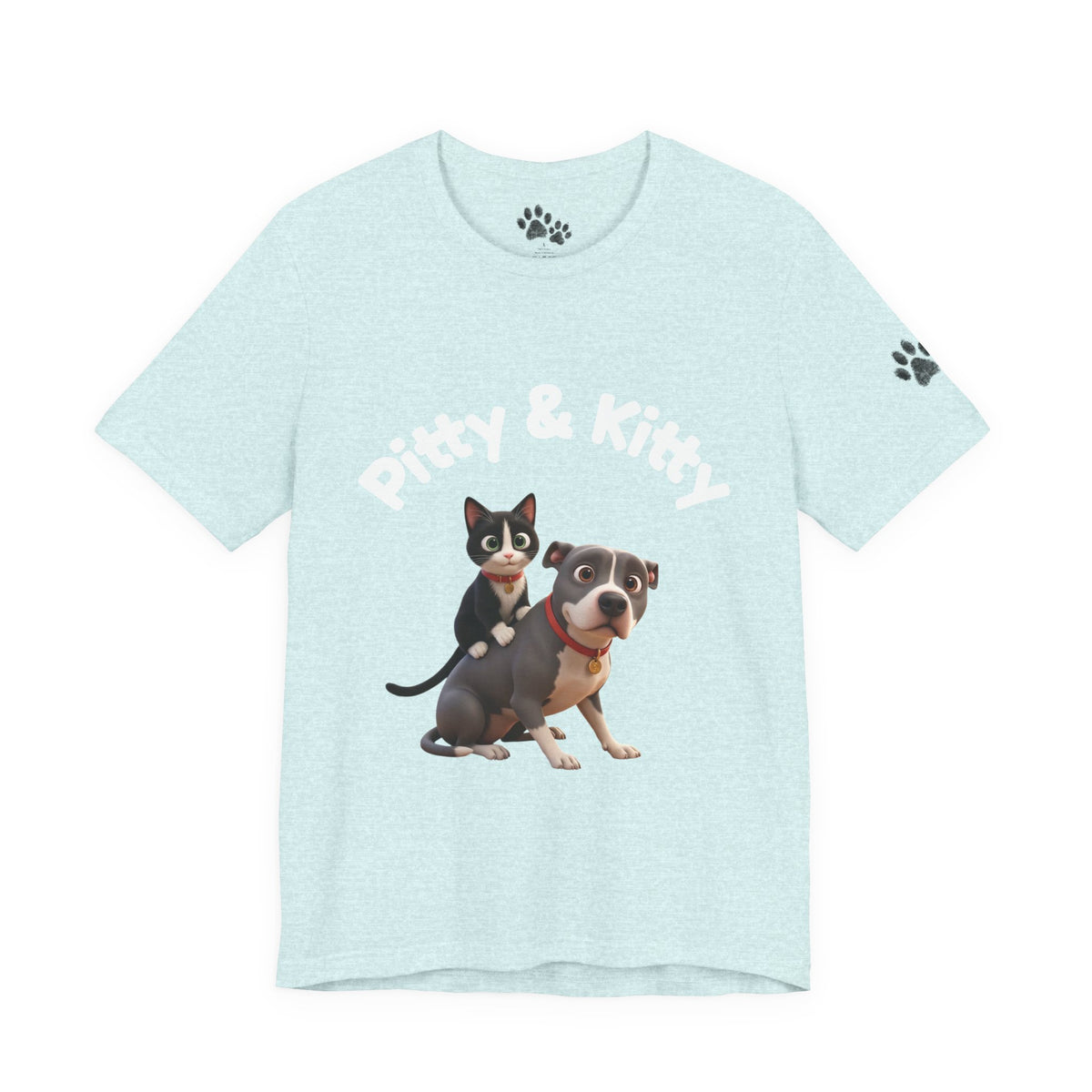 Pitty & Kitty T-Shirt – Friends Paw Print Graphic Tee