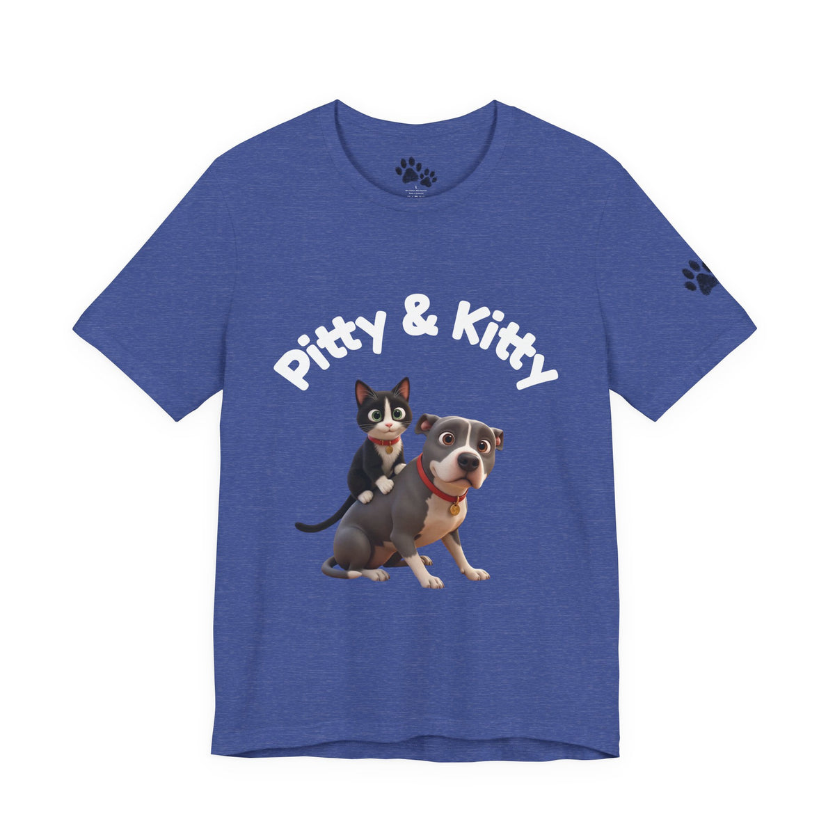 Pitty & Kitty T-Shirt – Friends Paw Print Graphic Tee