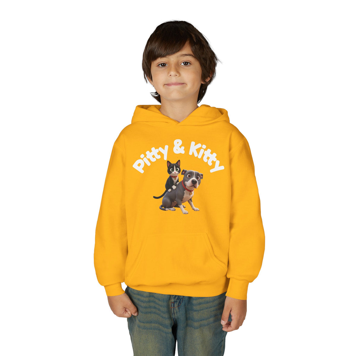 Pitty & Kitty Youth Hoodie — Cute Friendship Graphic Sweatshirt for Kids