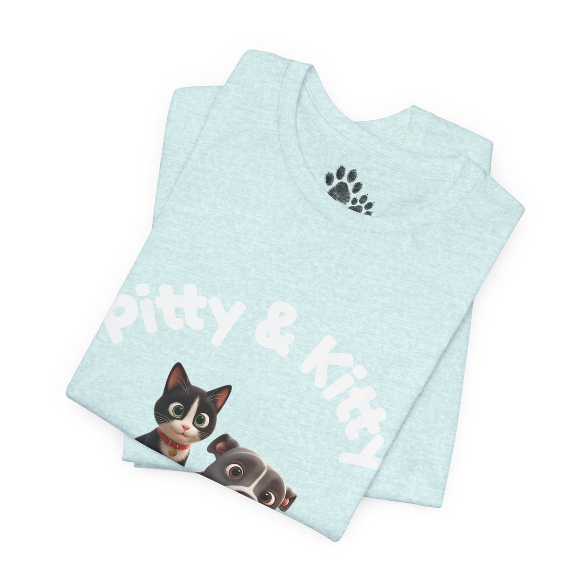 Pitty & Kitty T-Shirt – Friends Paw Print Graphic Tee