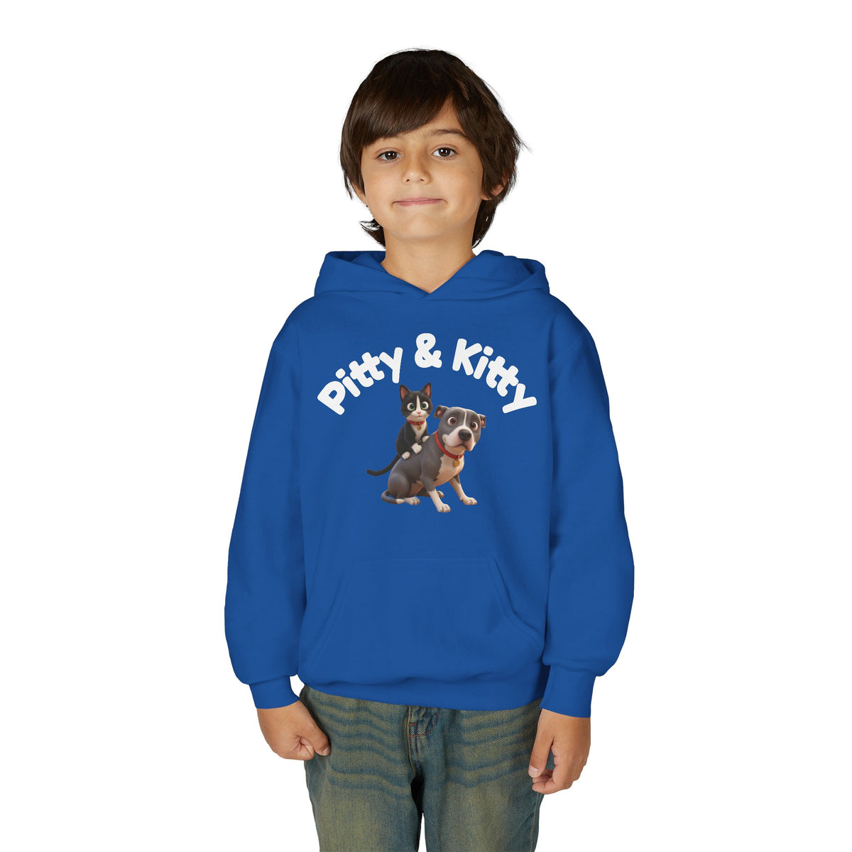 Pitty & Kitty Youth Hoodie — Cute Friendship Graphic Sweatshirt for Kids