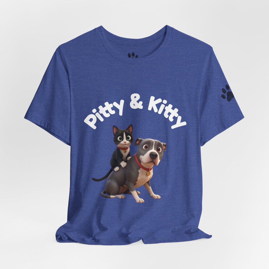 Pitty & Kitty T-Shirt – Friends Paw Print Graphic Tee
