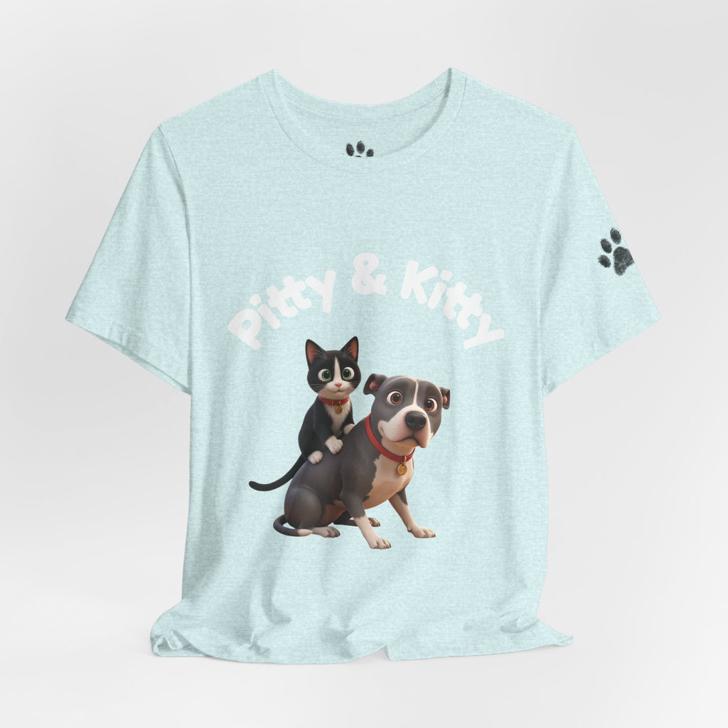 Pitty & Kitty T-Shirt – Friends Paw Print Graphic Tee