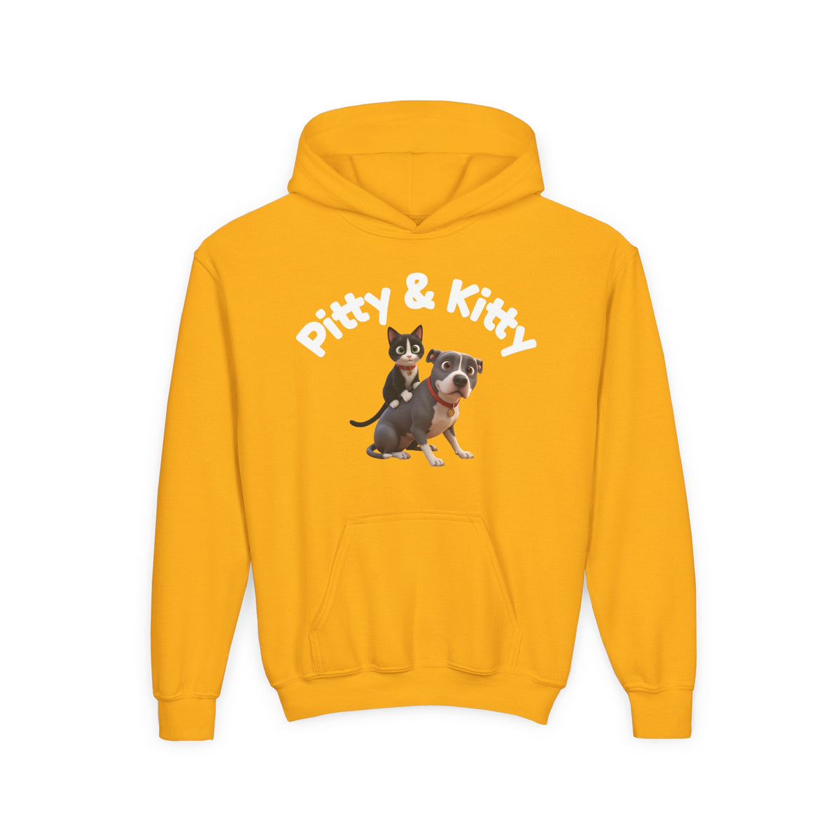 Pitty & Kitty Youth Hoodie — Cute Friendship Graphic Sweatshirt for Kids